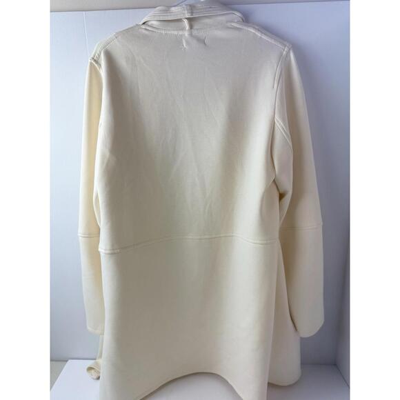 Max Studio Coat Womens Large‎ Beige Scuba Drape Collar Long Sleeve Tunic - Picture 3 of 6